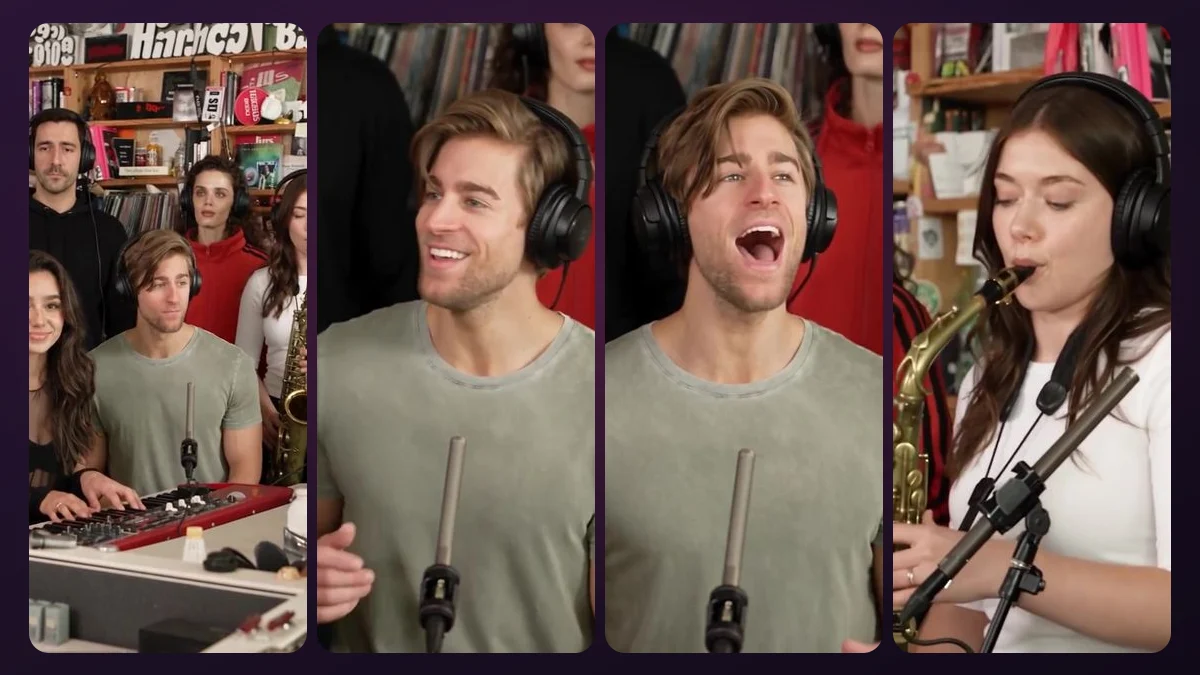 Four stills of the human Tiny Desk sample band